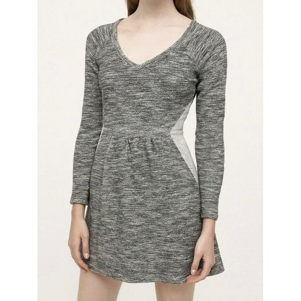 Saturday Sunday Dress Women Small Gray Excellent Knit V-Neck Mini Anthropologie